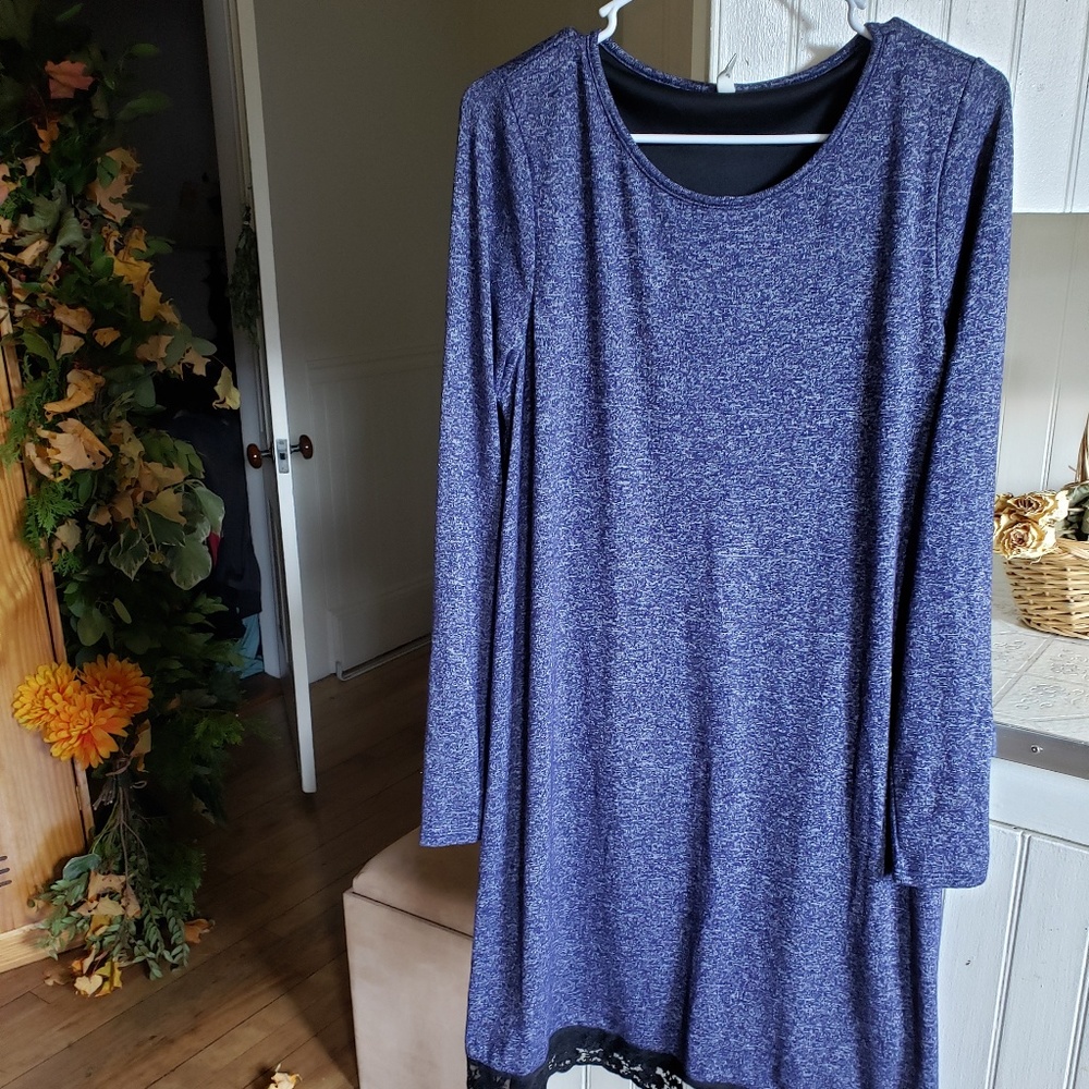 Large "PinkBlush" sweater dress in blue
